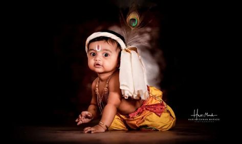 Little Krishna Sreekrishna Jayanthi Baby Photos, Krishna Jeyanthi Baby Shoot, Krishna Getup For Babies, Little Krishna Photoshoot, Sreekrishna Jayanthi Photos, Vishu Photography, Baby Krishna Photoshoot, Krishna Outfit, Krishna Photoshoot