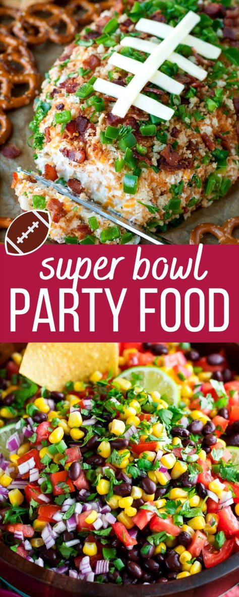 super bowl recipe photos: football cheese ball and black bean salsa Game Day Healthy Appetizers, Game Day Apps, Party Food Snacks, Savory Lunch, Super Bowl Party Food, Snacks And Appetizers, Awesome Appetizers, Viral Recipes, Bowl Party Food