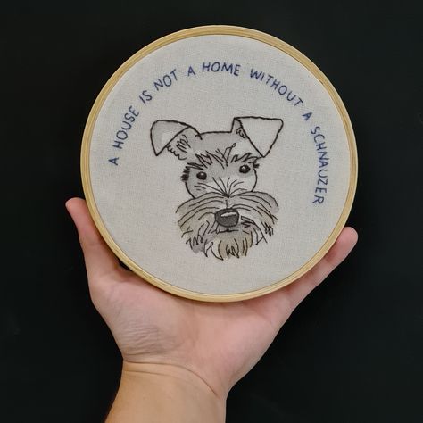 #embroidery #handmade #bastidor #bordadolivre #bordado #schnauzer #home #dog #aquarela #paiting Schnauzer Embroidery, Home Dog, Embroidery Ideas, Dachshund, Personalized Items, Embroidery, Sewing