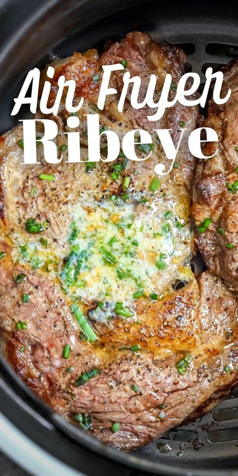 Air Fryer Ribeye Steak, Air Fryer Ribeye, Steak In Air Fryer, How To Cook Ribeye, Ribeye Steak Recipe, Air Fry Steak, Rib Eye Recipes, Cooking Ribeye Steak, Ribeye Steak Recipes