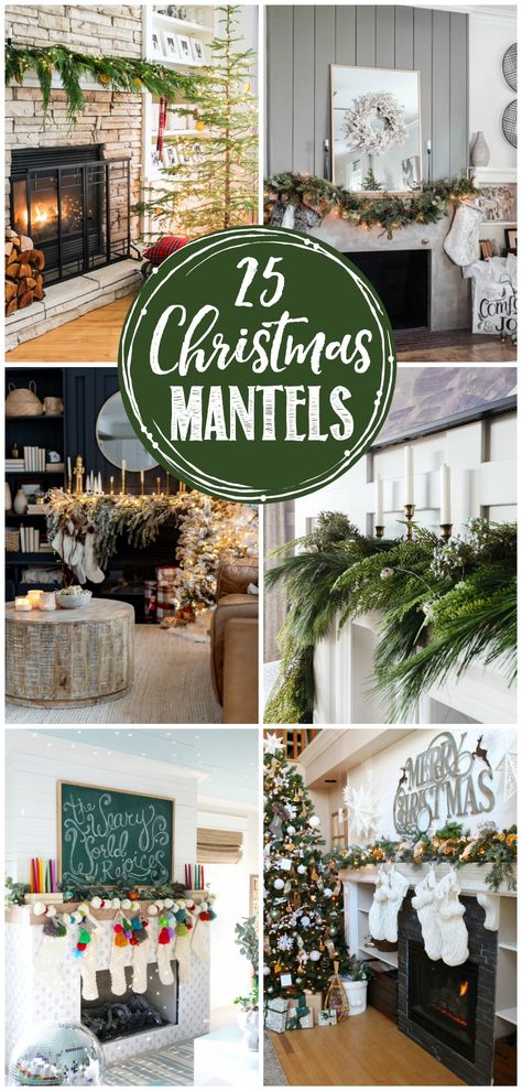 25 Beautiful Christmas mantel design ideas. Christmas Mantles Ideas Fireplaces, Christmas Mantle Decor Fireplaces, Mantle Christmas Decor Ideas, Farmhouse Christmas Mantle, Diy Christmas Mantel, Christmas Mantel Decorating Ideas, Rustic Christmas Mantel, Christmas Mantles, Christmas Fireplace Mantels