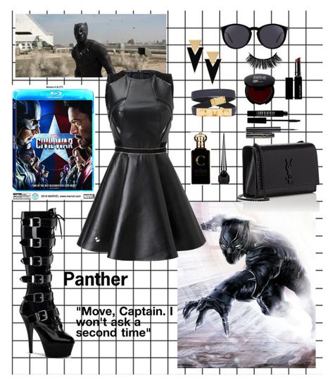 "Panther Got Style" by tainted-scars ❤ liked on Polyvore featuring Marvel… Black Panther Outfit Ideas Women, Wakanda Inspired Outfits, Wakanda Forever Outfit Women, Black Panther Party Costume Woman, Black Panther Outfits, Black Panther Disneybound, Black Panther Wakanda Forever Outfits, Panthers Outfit, Marvel Inspired Outfits