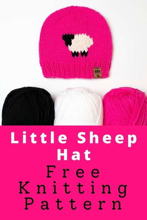 Little Sheep Hat Free Knitting Pattern Sheep Hat Knitting Pattern, Sheep Knitting Pattern Free, Baby Leggings Pattern, Sheep Knitting Pattern, Sheep Hat, Hat Free Knitting Pattern, Duplicate Stitch, Making Hats, Hat Knitting Pattern