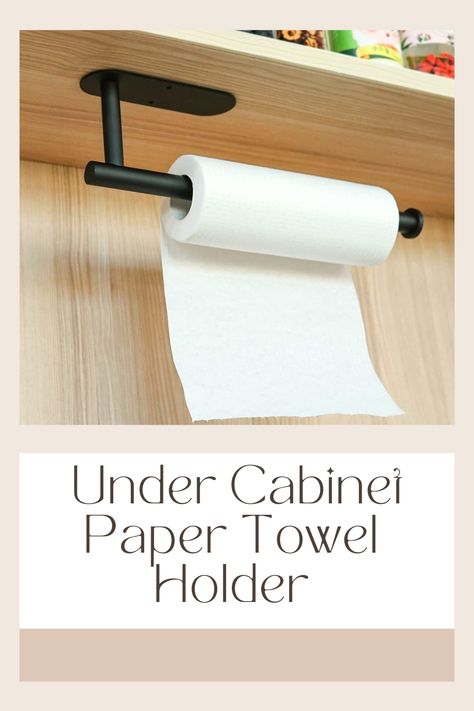 Essential countertop space saver Under Cabinet Paper Towel Holder, Cabinet Paper Towel Holder, Adhesive Paper, Paper Towel Holder, Under Sink, Under Cabinet, Black Paper, Space Savers, Towel Holder