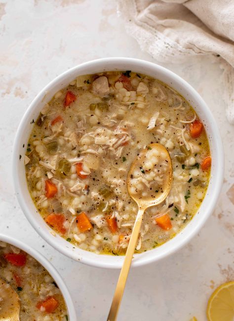 Creamy Couscous, Chicken Couscous Soup, Couscous Soup, Couscous Chicken, Chili Sides, Healthy Chicken Soup, Chicken Couscous, Quick Soup, Light Soups