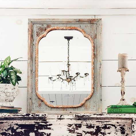 Antique Glass Mirror, Elegant Mirrors, Decor Steals, Wooden Mirror, Metal Mirror, Gold Mirror, Rustic Elegance, How To Distress Wood, Wooden Doors