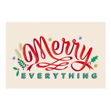 Red and Green Merry Everything Boxed Holiday Cards 15 Count by World Market Holiday Fonts, Merry Everything, Whimsical Fonts, Card Inspo, Christmas Fonts, Holiday Projects, World Market, Holiday Design, Holiday Card