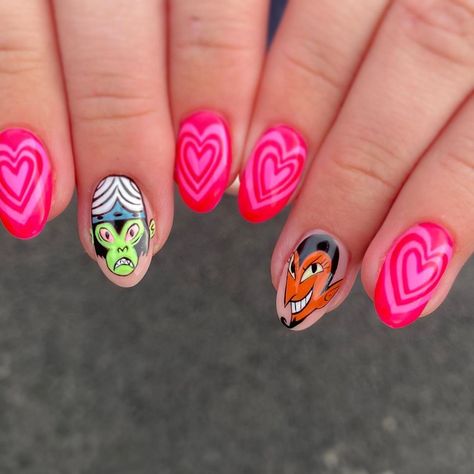 Power Puff Girl, Simple Toe Nails, Modern Nail Art, Mani Ideas, 2023 Nails, Anime Nails, Modern Nails, Powerpuff Girl, Power Puff