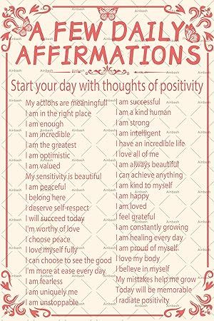 Amazon.com: A Few Daily Affirmations Metal Sign Room Decor Aesthetic Wall Art Tin Pink Butterfly For Wall Home Coffee Room Office Decor Gifts Poster Tinplate 8X12 Inches : Home & Kitchen Coffee Room, Affirmation Posters, Room Signs, Pink Butterfly, Plaque Sign, Photo Storage, Daily Affirmations, Decorative Signs, Metal Signs