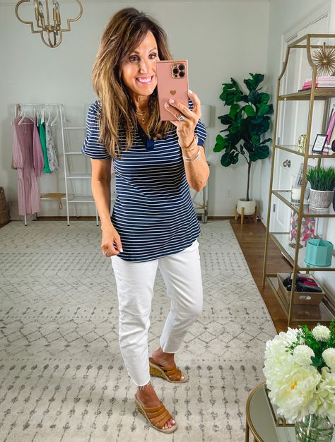 Old Navy Spring 2023, Comfortable Travel Outfit, Wardrobe Challenge, Pretty Maxi Dress, Cyndi Spivey, Vacation Clothes, Off White Jacket, Navy Outfit, Spring Is In The Air