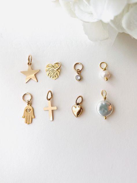 Earrings Charms, Permanent Jewelry, Gold Hamsa, Hoop Charms, Silver Wings, Puffed Heart, Coin Pearls, Travel Jewelry Case, Minimal Jewelry