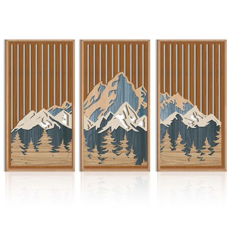 PRICES MAY VARY. 【Ski Mountain Wall Art】This set of wood mountain wall art is the perfect combination of hollow wood art and snow, towering mountains and dense forests. The wood wall art makes it feel like being in nature. 【High-quality Material】Abstract snow mountain art wall decor is made of wood. We use advanced technology to make hollow formwork, which makes the snow mountain more attractive. The upgraded PS frame makes the wood wall panels stronger and more textured. 【Easy to Hang】The size Wood Mountain Wall Art, Mountain Wood Wall Art, Forest Wall Decor, Mountain Wall Decor, Woodland Wall Art, Mountain Forest, Artwork For Living Room, Forest Wall, Mountain Wall