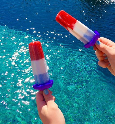 Red White Blue Popsicles Red White Blue Ice Cream, Blue Popsicles, Graduation Food, Popsicle Molds, Blue Food, Vanilla Coconut, Food Dye, Your Shopping List, Blue Aesthetic