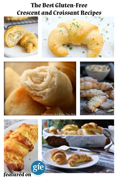 The Best Gluten-Free Crescent and Croissant Recipes. You're going to love all these options, whether they're buttery and flaky or just the best rolls ever. You can go sweet or savory with these recipes. Croissant Recipes, Best Rolls, Gluten Free Croissant, Bread Ideas, Homemade Croissants, Crescent Recipes, Gluten Free Buns, Croissant Recipe, Gluten Free Recipes Bread