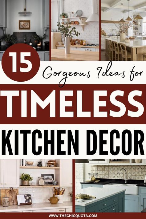 timeless kitchen How To Decorate A Kitchen, Timeless Kitchen Ideas, Decorating A Kitchen, Timeless Kitchen Design, Chic Kitchen Decor, Timeless Kitchen, Kitchen Decor Ideas, Design A Space, Simple Kitchen