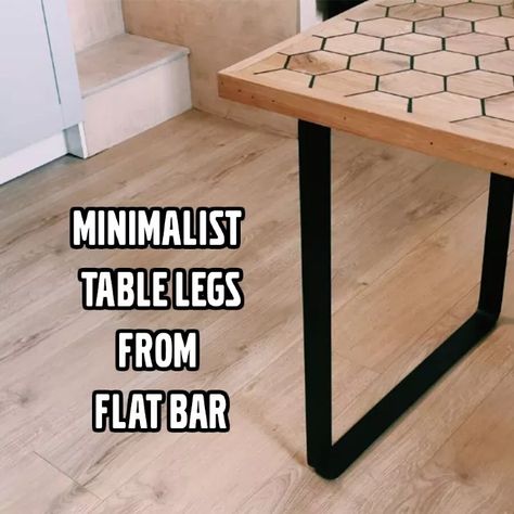 Minimalist Table Legs From Flat Bar | Hometalk Oak Parquet, Oak Parquet Flooring, Diy Seating, Build A Table, Minimalist Table, Diy Dining Table, Faux Shiplap, Folding Dining Table, Minimalist Tables