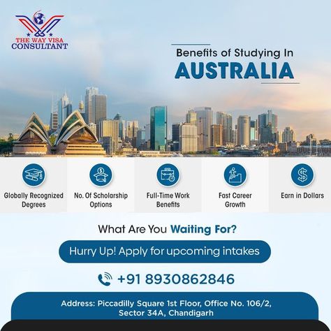 #studyvisa #visaforcanada #visaservices #VISA #visaconsultants #studyincanada #canadastudyvisa #thewayvisa #thewayvisaconsultant #mohali #chandigarh #australia #australiastudyvisa #studyinaustralia Australia Study Visa, Study In Australia, Australia Visa, Career Consultant, Banner Design Inspiration, Social Media Poster, Full Time Work, Cute Cartoon Drawings, Chandigarh