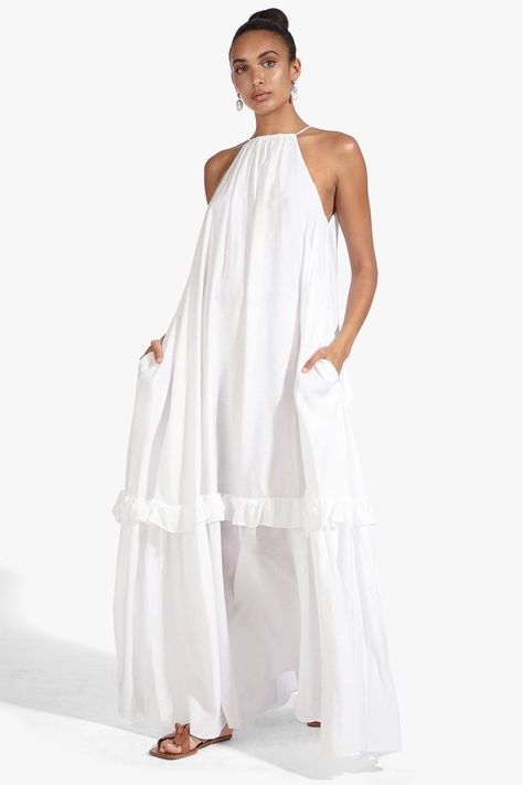 NEW CLOTHING – STAUD White Flowy Maxi Dress, Staud Dress, Ropa Shabby Chic, Max Dress, 2piece Outfits, Dresses Wedding Guest, Sheer Maxi Dress, Quoi Porter, Gauze Dress