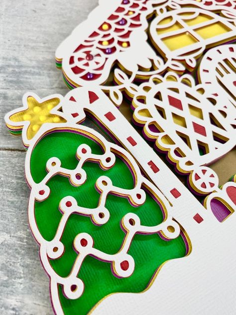 Free! Layered Gingerbread House SVG Cut File - Like Love Do Gingerbread House Cricut Svg, Paper Christmas Decorations Printables, 3d Svg Files Free, Gingerbread House Svg, Christmas Svg Free, Silhouette Cameo Christmas, Gingerbread Man Svg, Cricut Christmas Ideas, Christmas Cricut