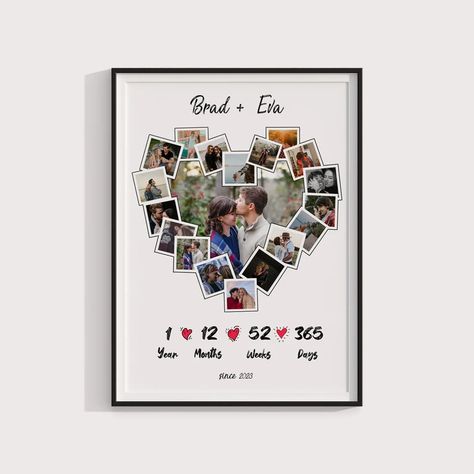 Heart Shaped Photo Collage, 1 Year Anniversary Gift, Wedding Photo Gift, Heart Photo Collage, Collage Gift, Photo Collage Gift, Best Anniversary Gifts, 1 Year Anniversary Gifts, Heart Photo