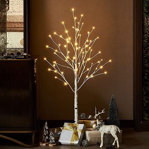 AmazonSmile: Hairui Lighted White Birch Tree Plug in 4FT 72 LED Twig Tree with Lights for Spring Valentines Day Easter Christmas Holiday Wedding Party Decorations Indoor Outdoor Use : Home & Kitchen White Twig Tree, Birch Christmas Tree, White Christmas Tree Lights, Wedding Room Decorations, Rama Seca, White Birch Trees, Light Up Tree, Prelit Tree, Twig Tree