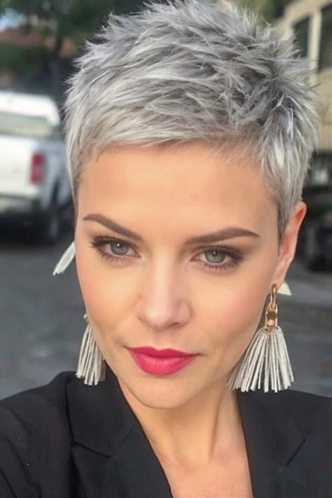 Pixie Edgy Haircut, Super Short Womens Haircuts, Short Spiky Haircuts For Women Messy Pixie, Women’s Short Haircuts Pixie, Short Choppy Hair Edgy Messy Pixie, Shorter Haircuts For Women, Spiky Pixie Haircut Spikes, Spiky Pixie Haircut, Short Spiky Haircuts For Women