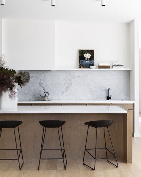 STUDIO BLACK INTERIORS on Instagram: "Black, white, timber, repeat. ⁣ ⁣ Sandringham House⁣ Designed by @alirossdesign Photo by @gemmola" Bulthaup Kitchen, Sandringham House, Tranquil Bathroom, Property Styling, Minimalist Kitchen Design, Kitchen Room Design, Minimalist Kitchen, Contemporary Kitchen, Kitchen Room