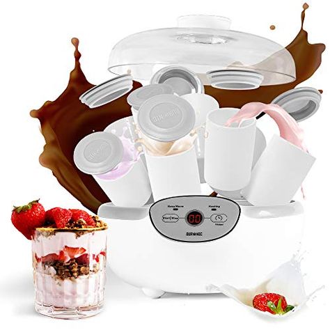 Parfait Recipes, Berry Compote, Yogurt And Granola, Yogurt Maker, Ceramic Pots, Warm Milk, Making Machine, Digital Display, Oreo