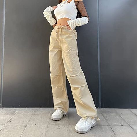 Cargo Pants Women Baggy, Hip Hop Sweatpants, Rave Pants, Pants Y2k, Baggy Cargo Pants, Trendy Streetwear, Baggy Pant, Fitted Trousers, Cargo Pants Women