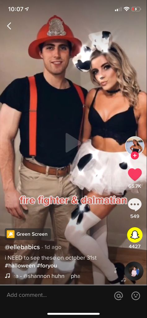 Couples Halloween Firefighter, Fireman And Dalmation Halloween Couples, Hot Dalmation Costume, Fireman Dalmation Costume Couple, Fireman Couple Costume, Firefighter Dalmation Costume, Fireman And Dalmatian Costume Couple, Firefighter And Dalmatian Costume Couple, Hot Firefighter Costume