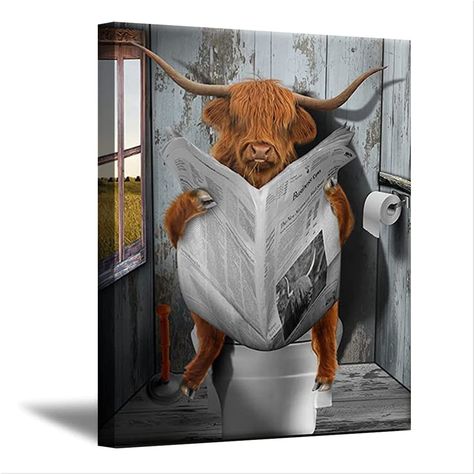 Cow Pictures, Cow Painting, Cow Art, Artwork Pictures, Art Kits, Bathroom Wall Art, Crafts Sewing, Wall Art Canvas Prints, Diamond Art