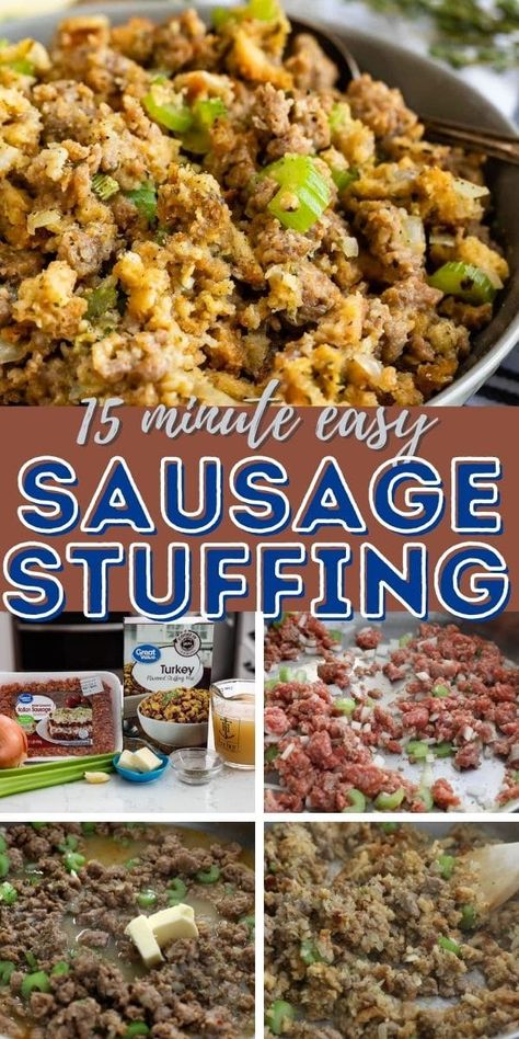 Simple Stuffing Recipe, Sausage Stuffing Recipe Thanksgiving, Easy Sausage Stuffing, Simple Stuffing, Easy Stuffing Recipe, Sausage Stuffing Recipe, Dressing Recipes Thanksgiving, Easy Side Dishes, Best Thanksgiving Side Dishes