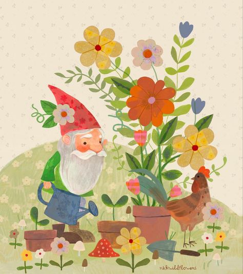 Gnome Drawing Illustration, Gnome Illustration, Gnome Designs, Christmas Cards Kids, Illustration Ideas, Gnome Garden, Lock Screen, Fantasy Creatures, Cartoon Styles