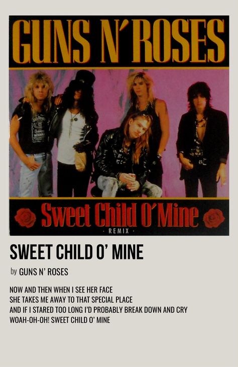 Rock Polaroid Poster, Rock Bands Posters, Polaroid Songs, Song Prints, Song Posters, Sweet Child O' Mine, Rock Band Posters, Music Poster Ideas, Vintage Music Posters