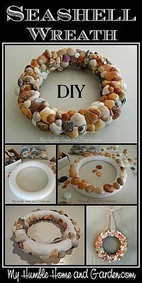 Seashell Frames Diy, Seashell Wreaths For Front Door, Olive Seashell Crafts, Seashell Coasters, Beach Signs Diy, Seashell Wreaths, Coastal Wreaths, Seashell Art Diy, Sea Shells Diy