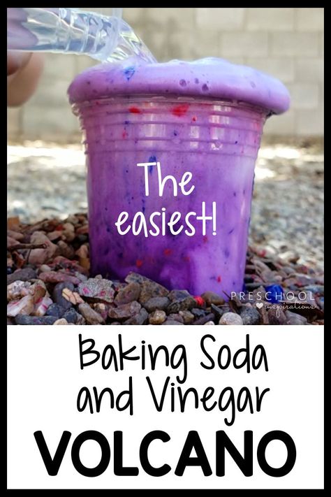 Kids Volcano Experiment, Baking Soda And Vinegar Volcano, Diy Volcano Projects, Homemade Volcano, Volcano For Kids, Volcano Projects, Making A Volcano, Baking Soda And Vinegar, Volcano Eruption