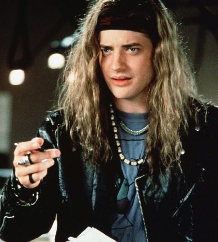 Brendan James Fraser. Airheads. Brendan Fraser Long Hair, Brendan Fraser Airheads, Airheads 1994, Brenden Frasier, 90s Brad Pitt, Airheads Movie, Brandon Fraser, Metal Girl Style, 90s Fashion Men