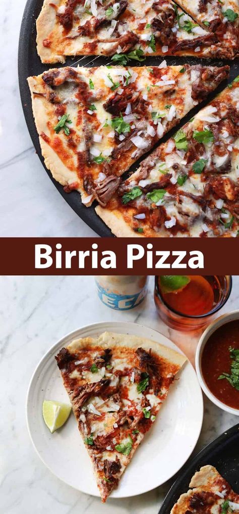 Birria Pizza - A Beautiful Mess Birria Pizza Recipe, Birria Recipes, Birria Pizza, Pizza Recipes Homemade, A Beautiful Mess, Recipes Homemade, Beautiful Mess, Pizza Recipes, Homemade Recipes