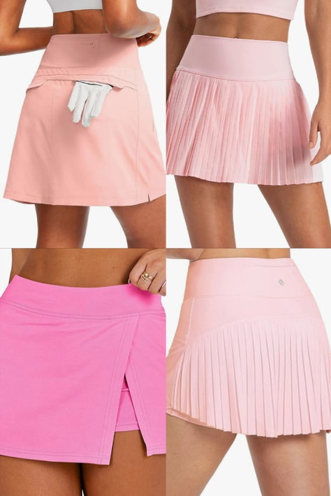 Pink Golf Outfit, Golf Aesthetic, Rich Mindset, Golf Skorts, Golf Stuff, Pleated Tennis Skirt, Golf Attire, Golf Skirts, Golf Skort