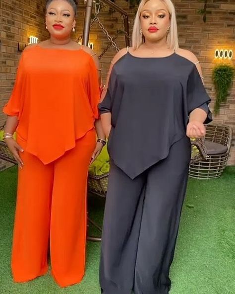 2pcs Trouser And Top, Chiffon Trouser And Top Styles Nigeria, Two Piece Outfits Pants Casual, 2piece Outfits Pants, Palazzo Trouser And Top, Two Pieces Trouser And Top, 2 Pieces Outfits For Women, Trouser And Top For Ladies, Trouser And Top