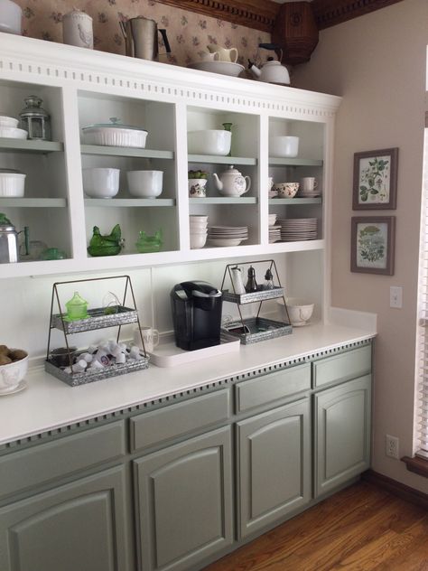 Cabinets With Open Shelving Between, Open Faced Kitchen Cabinets, Open Cabinet In The Kitchen, Remove Doors From Kitchen Cabinets, Kitchen Cabinets Without Doors Ideas, Kitchen Cabinets No Doors Open Shelving, Adding Cabinets To Kitchen, Open Shelving Above Cabinets, Kitchen Cabinet Without Doors