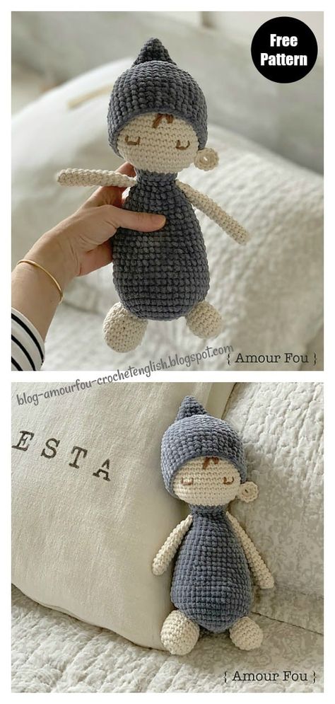 Doll Amigurumi Free Pattern, Crochet Whale, Tutorial Amigurumi, Baby Doll Pattern, Crochet Dolls Free Patterns, Pola Amigurumi, Crochet Doll Pattern, Amigurumi Free, Crochet Toys Patterns