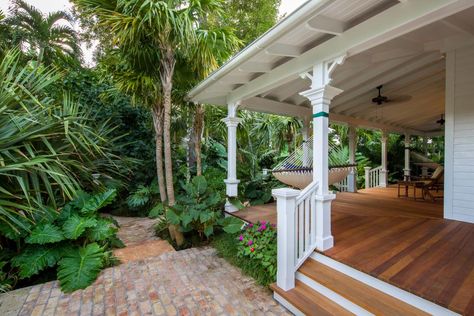 Porch Goals, Key West Style Homes, Key West House, Kidney Shaped Pool, Tropical Retreat, Key West Style, Natural Waterfalls, Tropical Backyard, West Home