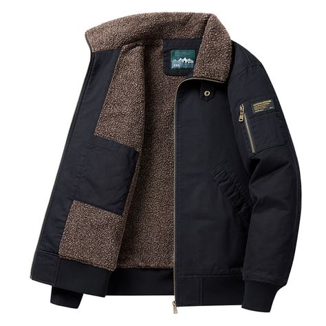 Autumn/Winter Lapel Cotton Fleece Jacket  Material: 100% cotton , Lining: Polyester  Size: M, L, XL, 2XL, 3XL, 4XL, 5XL Color: Black, Camel, Army Green  Season: Spring, Fall, Winter   Occasion: Leisure, Outdoor, Daily, Vacation,Fall Outfits Mens Winter Jackets Cold Weather, Mens Leisure Wear, Fall Outfits Pinterest, Korean Street Fashion Men, Ties Mens Fashion, Pilot Jacket, Mens Casual Outfits Summer, Lapel Jacket, Mens Casual Dress Outfits