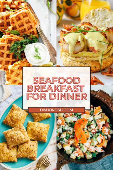 Who says breakfast is only for the morning? Breakfast for dinner, also known as “brinner,” has become a popular go-to at Dish on Fish! It’s a fun way to break out of a meal rut and enjoy your favorite breakfast dishes at the end of the day. Seafood is an excellent choice for a breakfast-inspired evening feast for many reasons. Seafood Breakfast Ideas, Seafood Brunch, Fish Breakfast Recipes, Stuff Salmon With Crab Meat And Shrimp, Fish Breakfast, Seafood Breakfast, Seafood Brunch Ideas, Pescatarian Breakfast Ideas, Seafood Breakfast Casserole Crab Meat