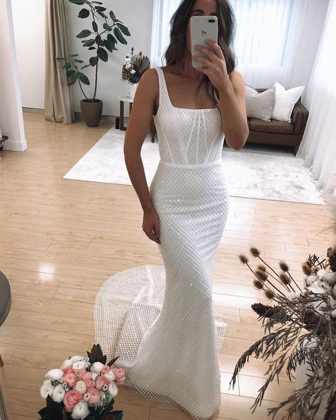 Square Neck Wedding Dresses, Square Neck Wedding Dress, Dresses Country, Berta Wedding, Made With Love Bridal, Berta Wedding Dress, Glitter Mermaid, Neck Wedding Dress, Dress Sleeves