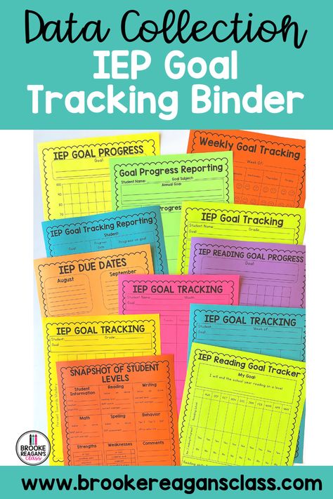 Special education data collection forms for sped teachers. IEP Goal tracking made easy for teachers with this IEP goal tracking binder. Full of sped data collection for all special education teachers. Editable forms to make IEP goal tracking easy. Progress monitoring and progress reporting in the form of a data collection binder. Sped Progress Monitoring, Data Sheets For Special Education Free, Progress Monitoring Middle School, Sped Data Tracking, Special Education Binder, Special Ed Resources, Iep Data Binder, Preschool Iep Data Collection, Iep Binder Organization