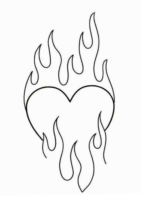 Easy Tattoo Outlines For Beginners, Desenhos Pra Tattoo, Easy Tattoo Designs For Beginners, Easy Tattoo Stencil Outline, Heart Tattoo Stencil, Tattoo Practice Stencils, Beginner Tattoo Stencils, Tattoo Stencils Outline, Drawing Flames