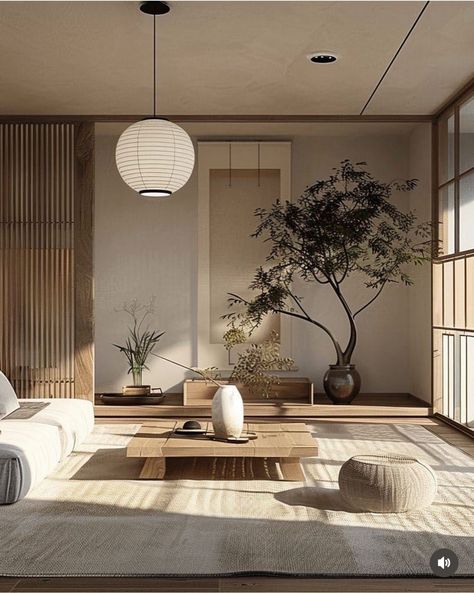 Scandi Japandi Living Room, Japandi Dark Floor, Japandi Partition, Japandi Facade, Japandi Balcony, Japanese Modern Living Room, Mezzanine House Design, Japandi Interiors Moodboard, Japanese Living Room Ideas