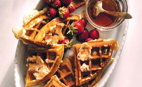 Magnolia Table Recipes, Joanna Gaines Magnolia, Chip Gaines, Strawberry Butter, Chicken Florentine, Magnolia Table, Lemon Wedge, Waffle Iron, Breakfast Items